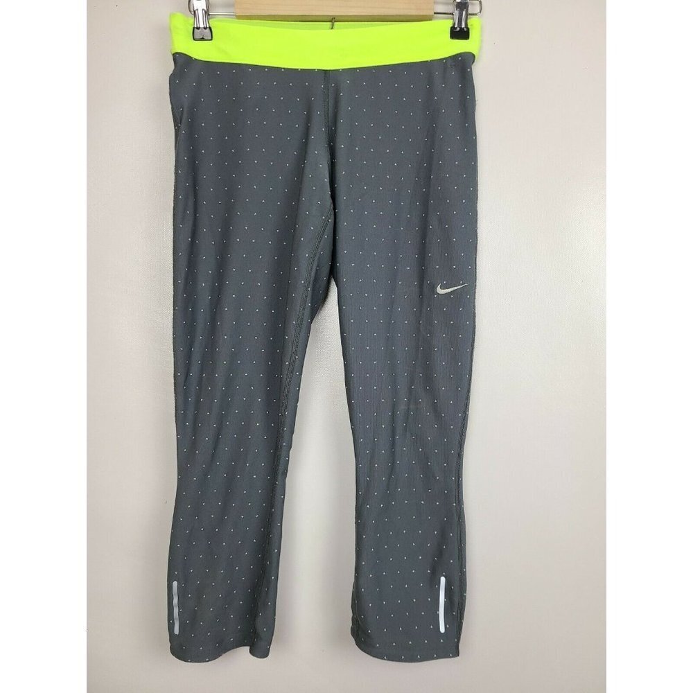 Nike Just Do It Gray Polka Dot Reflective Crop Exercise Leggings Medium